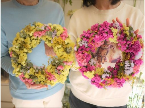 [Aichi/Nagoya size options available] Bright wreath made from dried statice flowersの画像