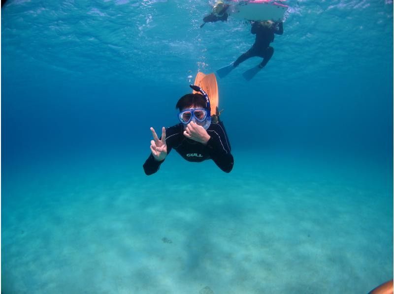 [Okinawa, Minna Island, Sesoko Island, Snorkeling] <Gather empty-handed, charter boat snorkeling for one group guide! Relax and enjoy the excellent transparency! Relax while enjoying the coral and white sand.の紹介画像